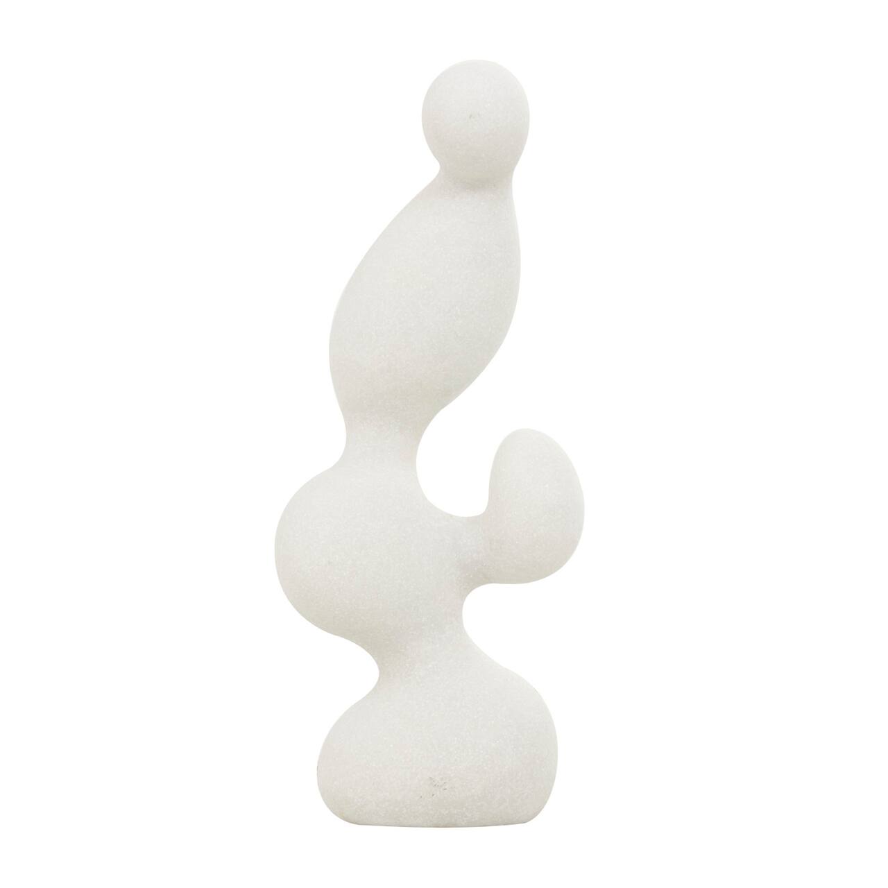 18" White Polystone Abstract Curved Shaped Sculpture Décor